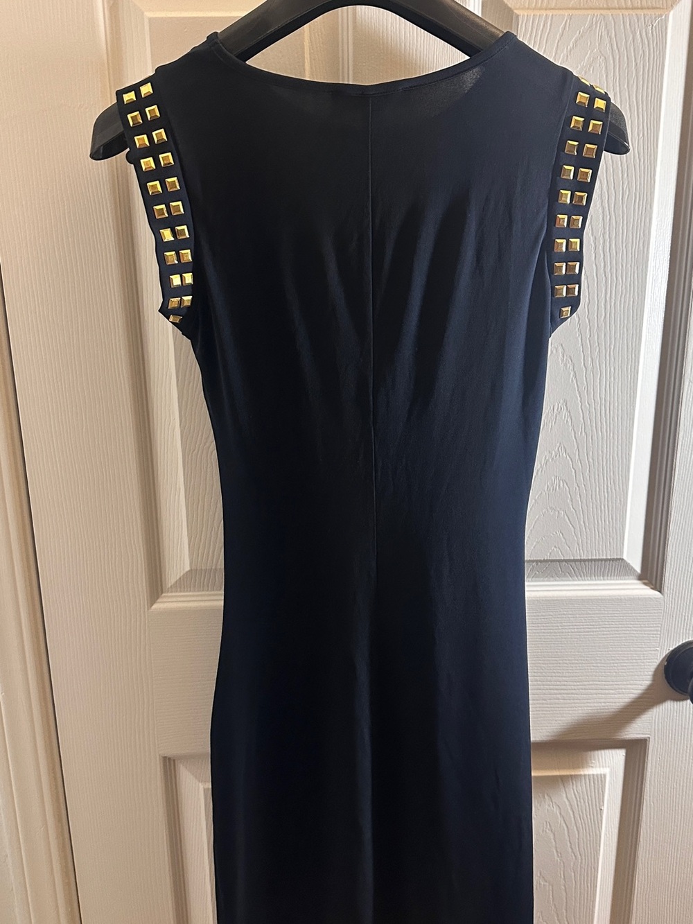 Michael Kors Black Sleeveless Dress with Gold Studded Shoulders